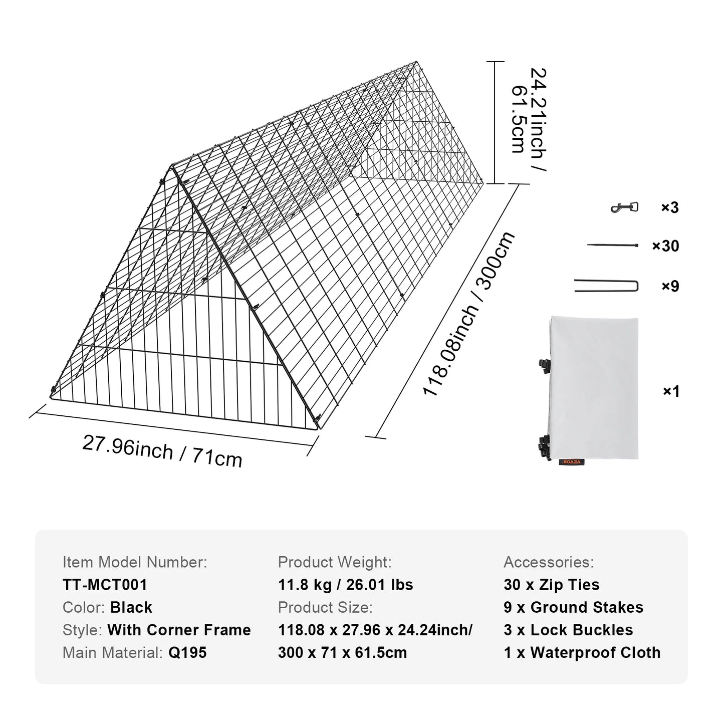 Succebuy Portable Outdoor Chicken Tunnels With Corner Frames For Garden