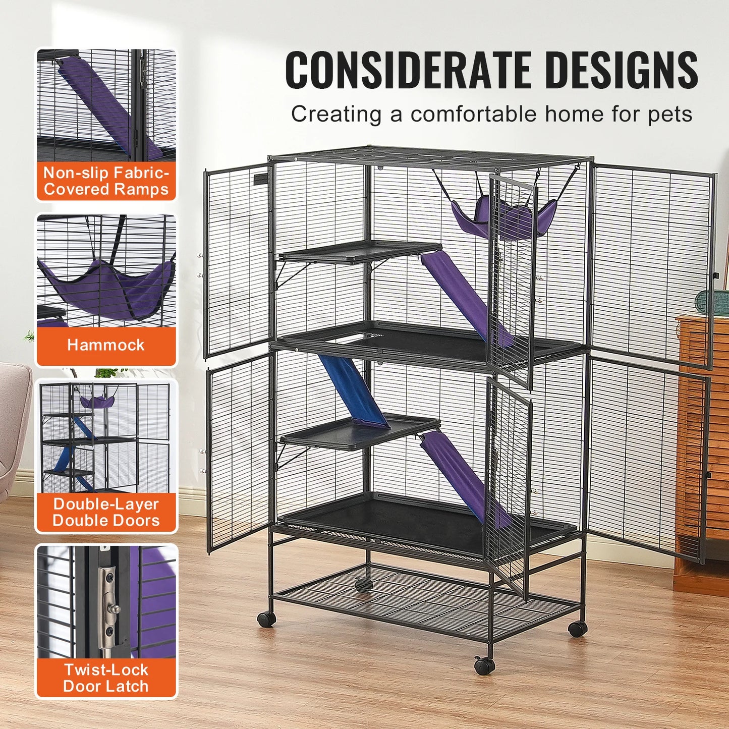 Ferret Cage Rolling Metal Four Tier Critter Nation Cage
