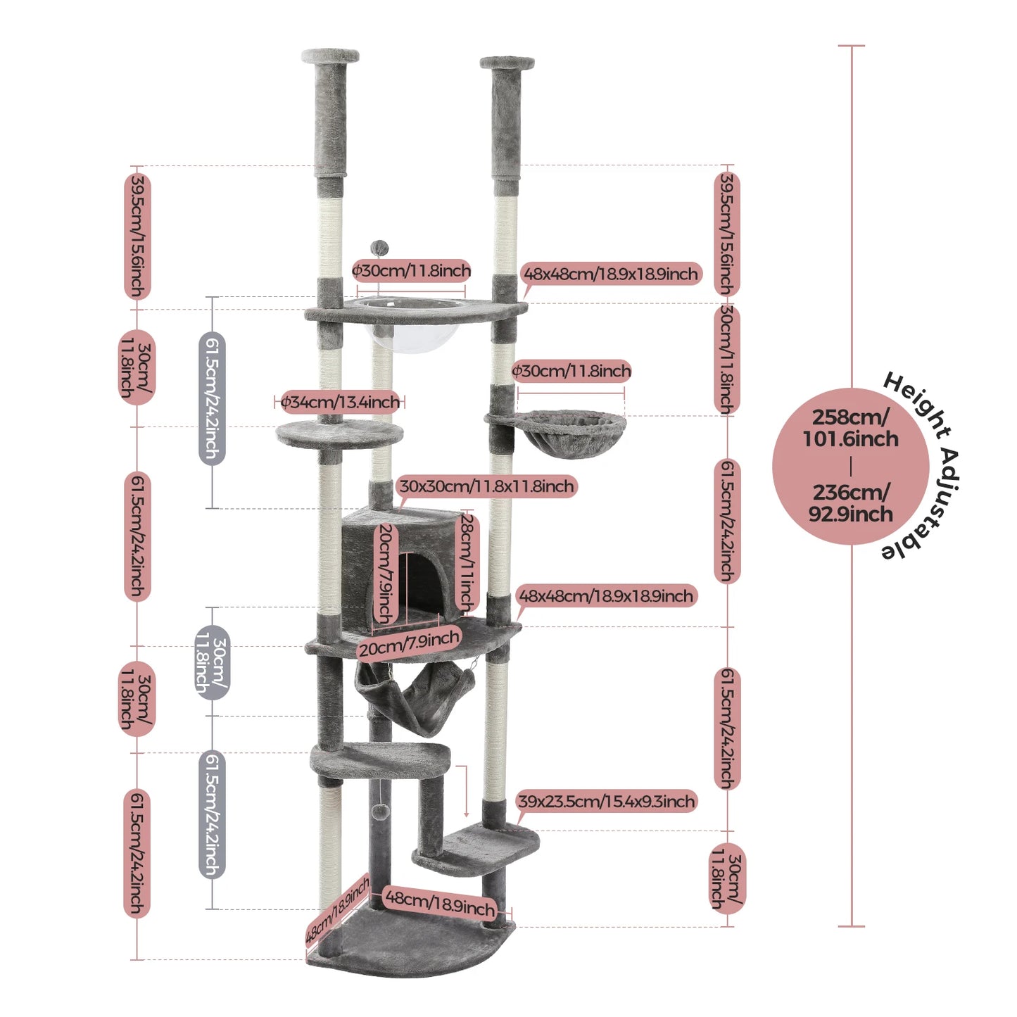 PAWZ Road Five Level Cat Tree With Scratching Posts