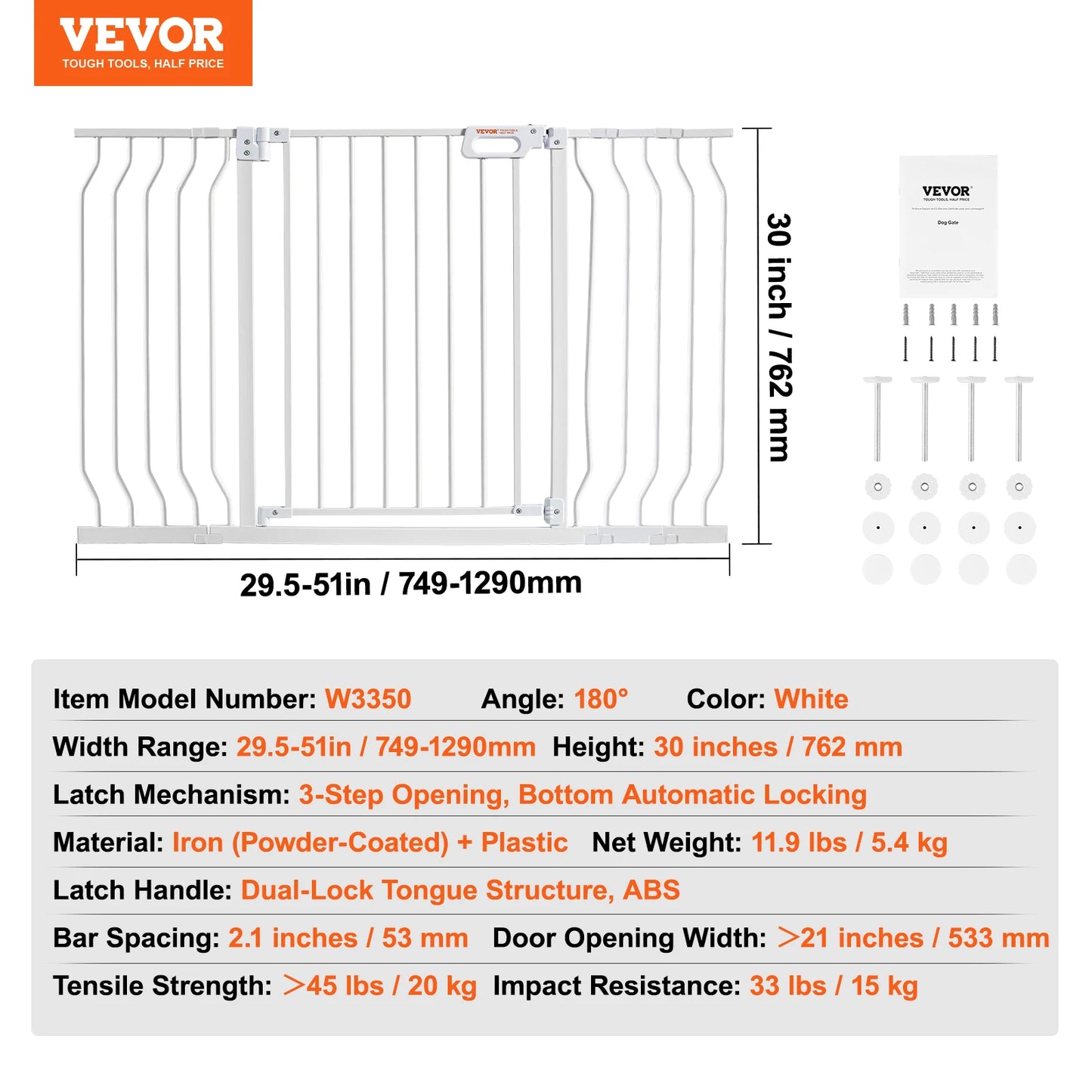 SucceBuy Baby Gate Walk Through Pressure Mount Safety Gate