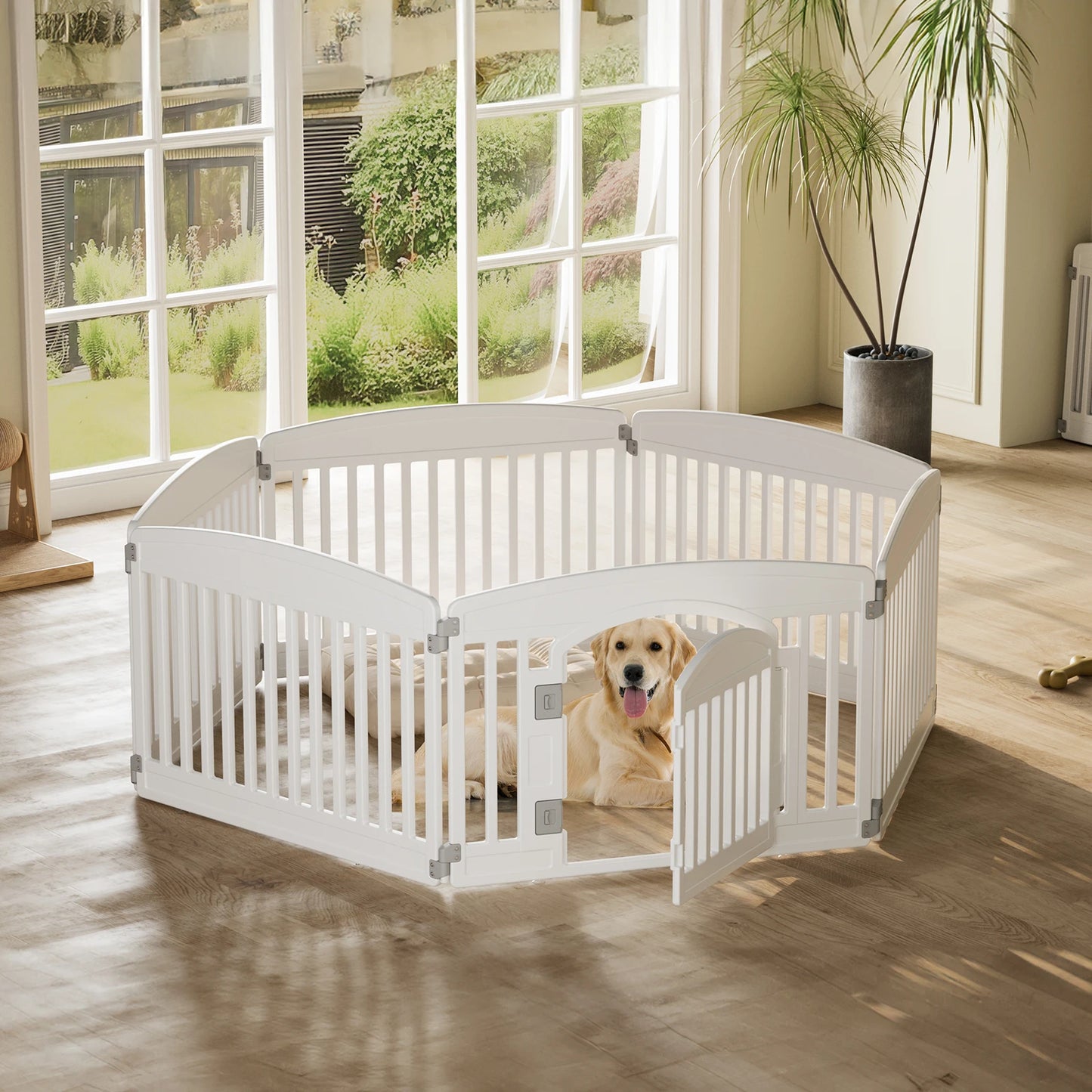 JHK Plastic Dog Playpen Indoor Outdoor Folding Fence