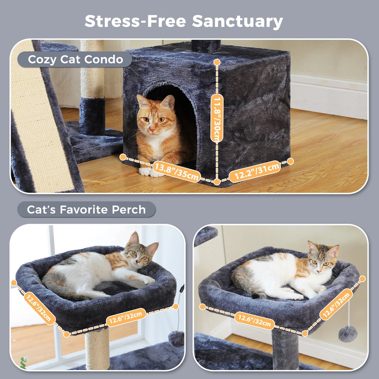 PAWZ Road Multi-Level Cat Tree Tower With Sisal Scratching Posts