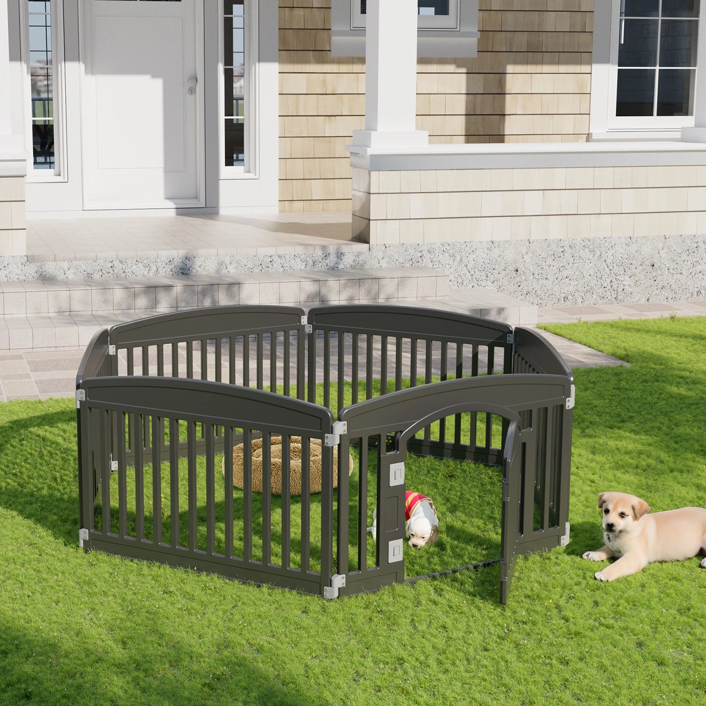 JHK Plastic Dog Playpen 6 Panel Expandable Pet Fence