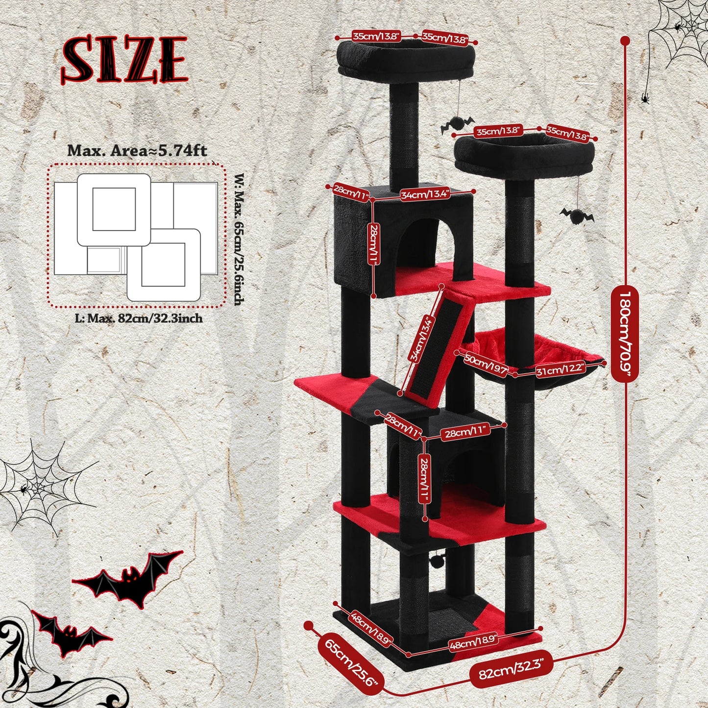 PEQULTI Five Level Cat Tree With Scratching Posts And Condo