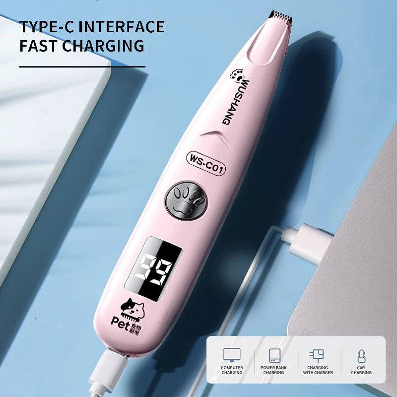 Dog Grooming Trimmer With LED Light Waterproof Low Noise