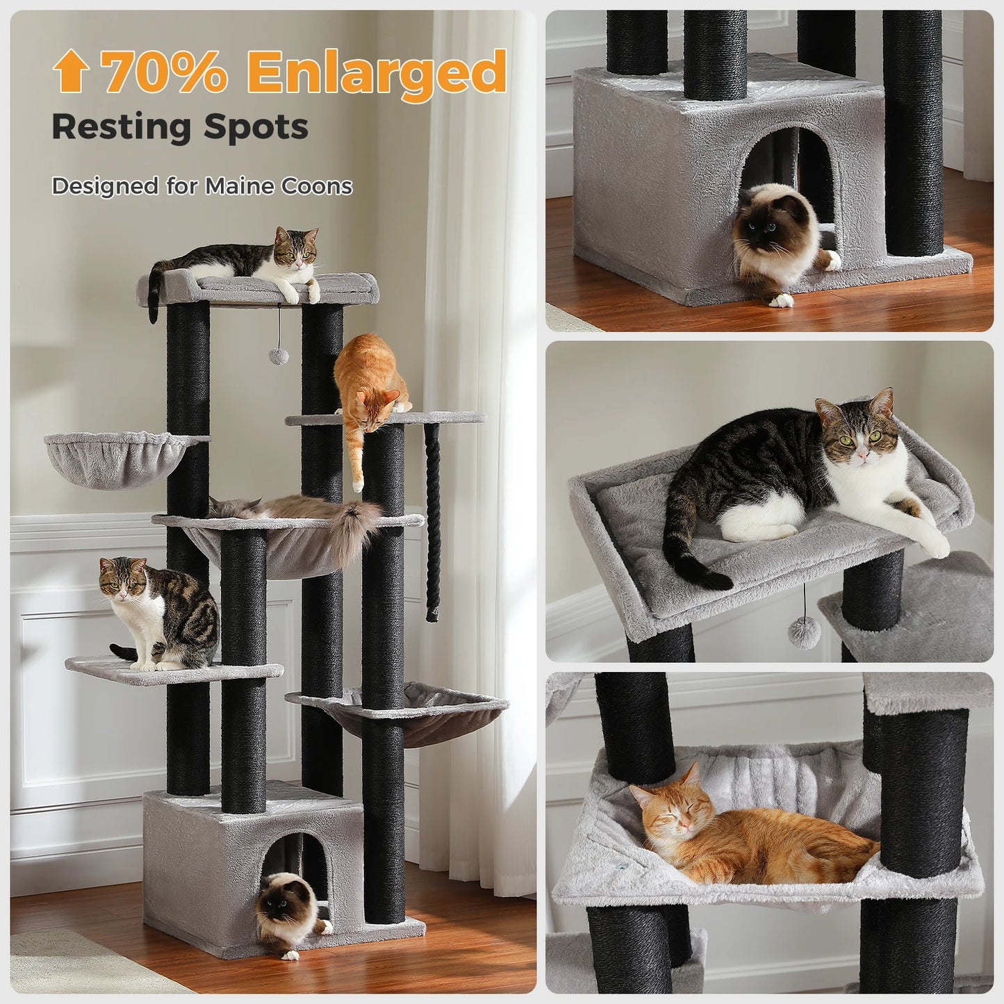 PAWZ Road Cat Tree With Multiple Levels And Hammock