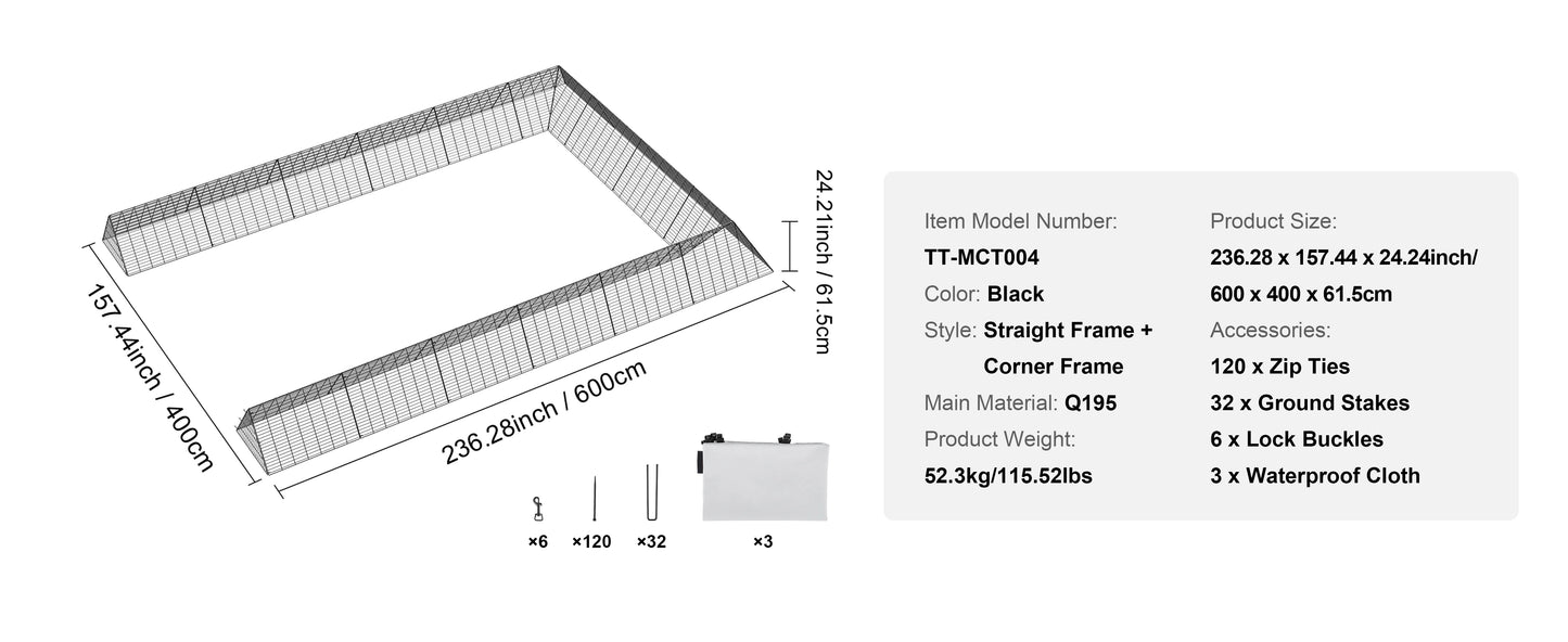SucceBuy Portable Iron Chicken Tunnels For Secure Backyard Runs