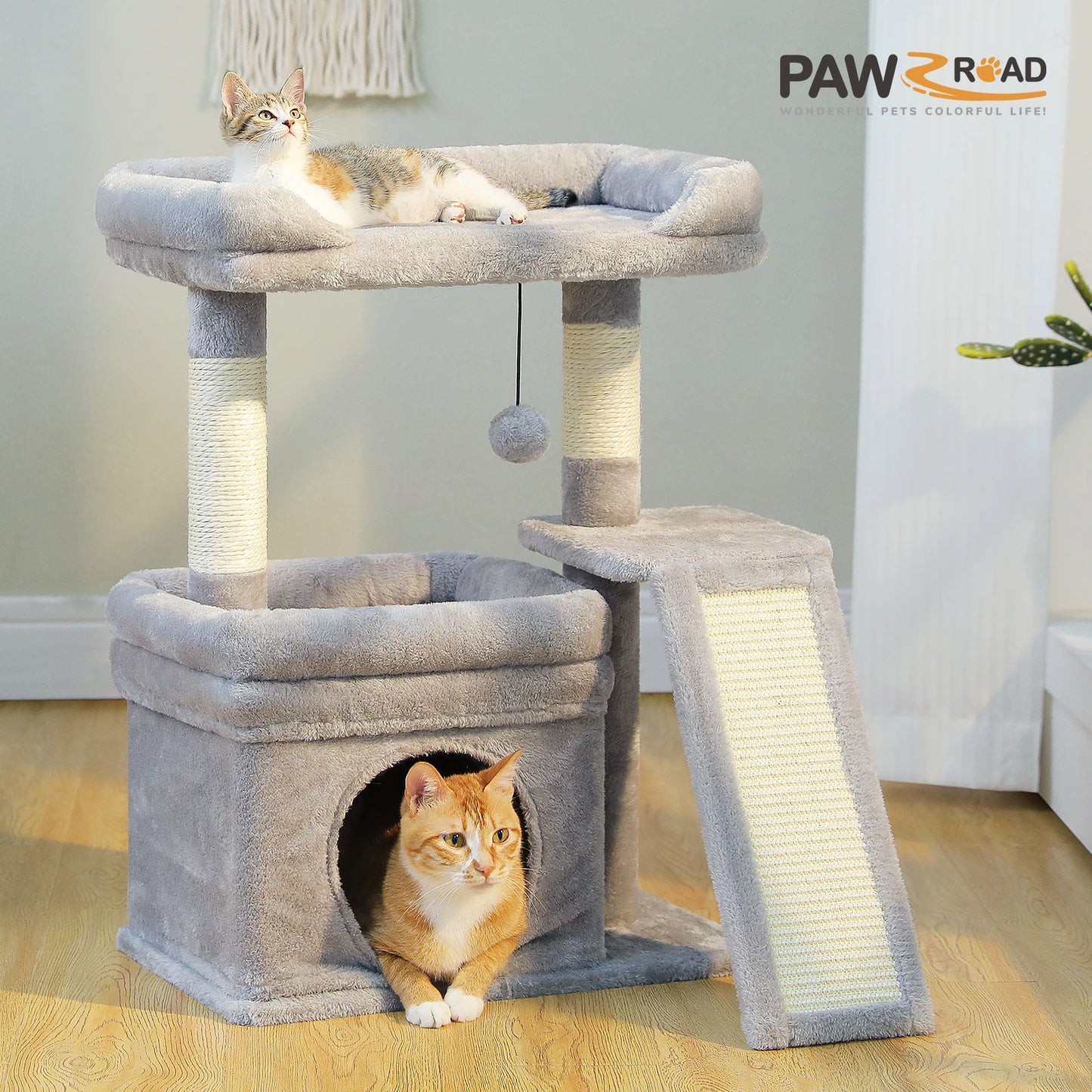 PAWZ Road Three Tier Cat Tree Indoor Sisal Scratching Post