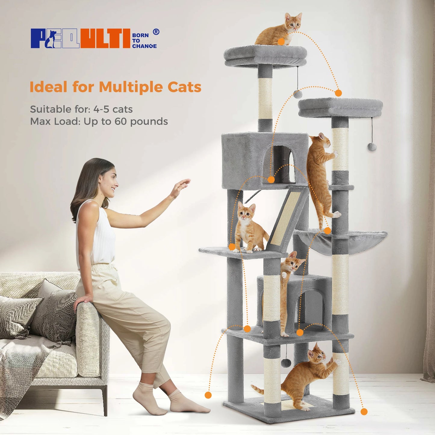 PAWZ Road Large Cat Tree Tower Plush Condo