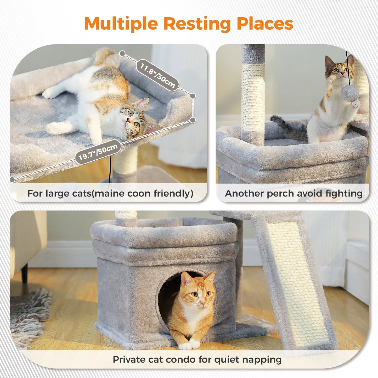 PAWZ Road Three Tier Cat Tree Indoor Sisal Scratching Post