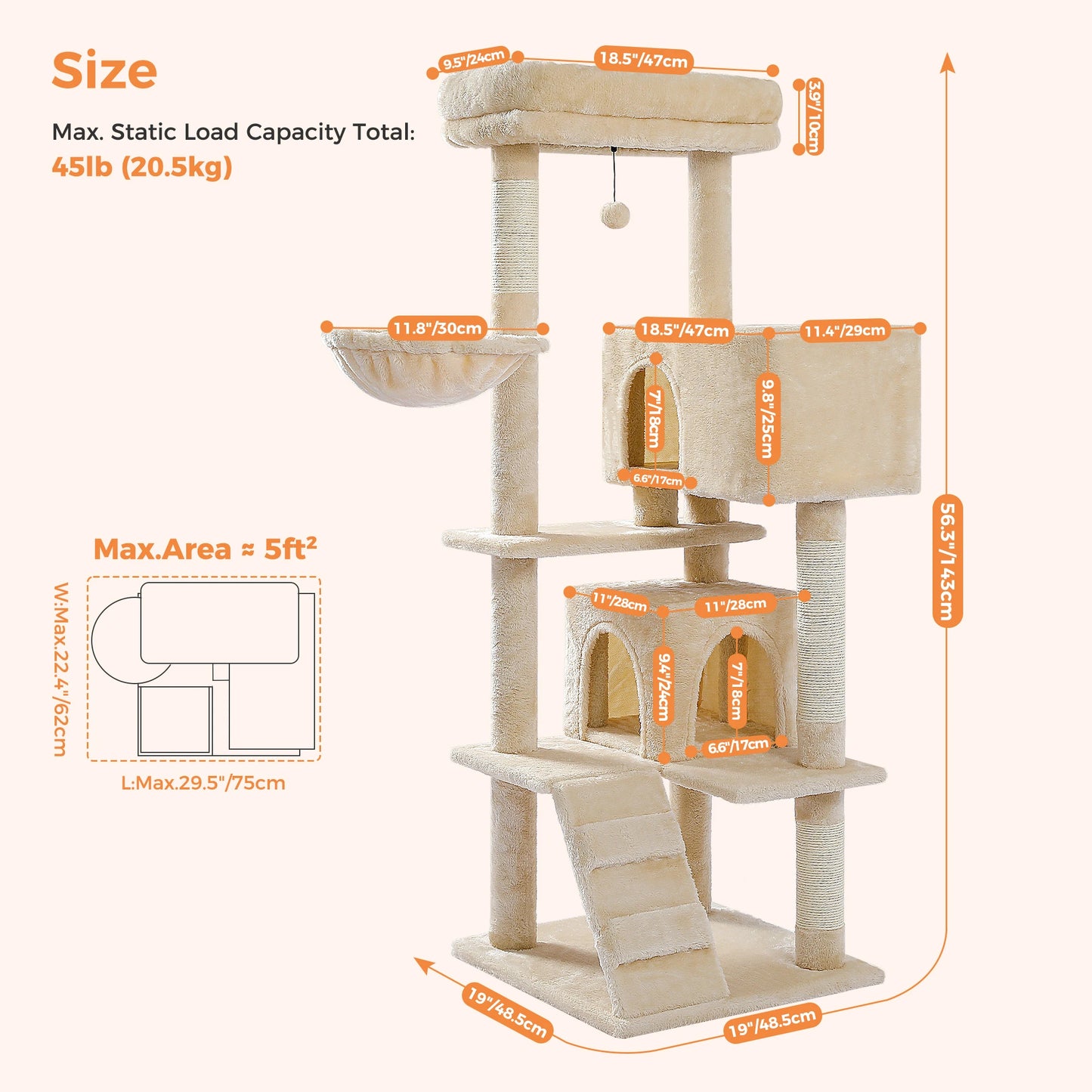 PAWZ Road Cat Tree Tower Condo For Indoor Cats Plush