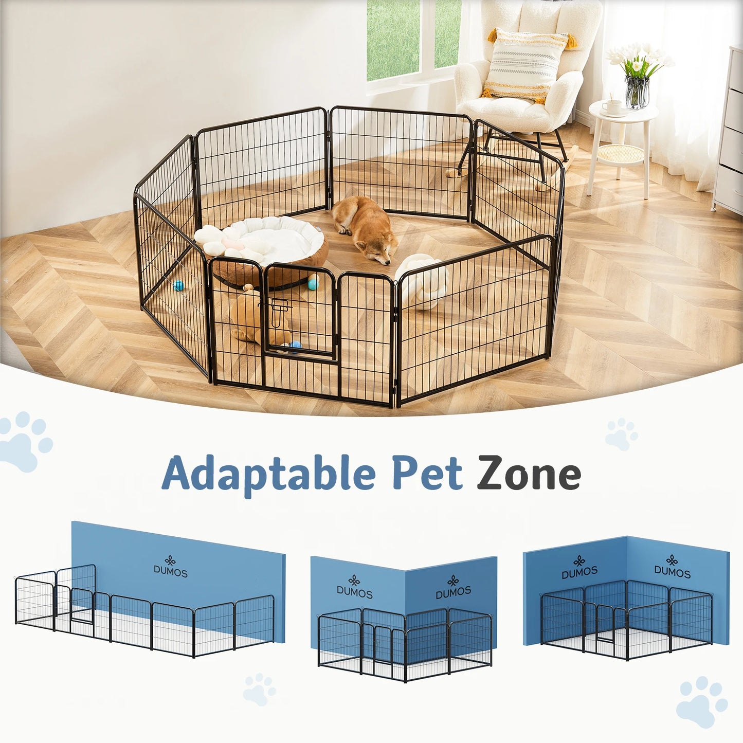 JHK Metal 8 Panel Dog Playpen Fence For Yard Outdoor