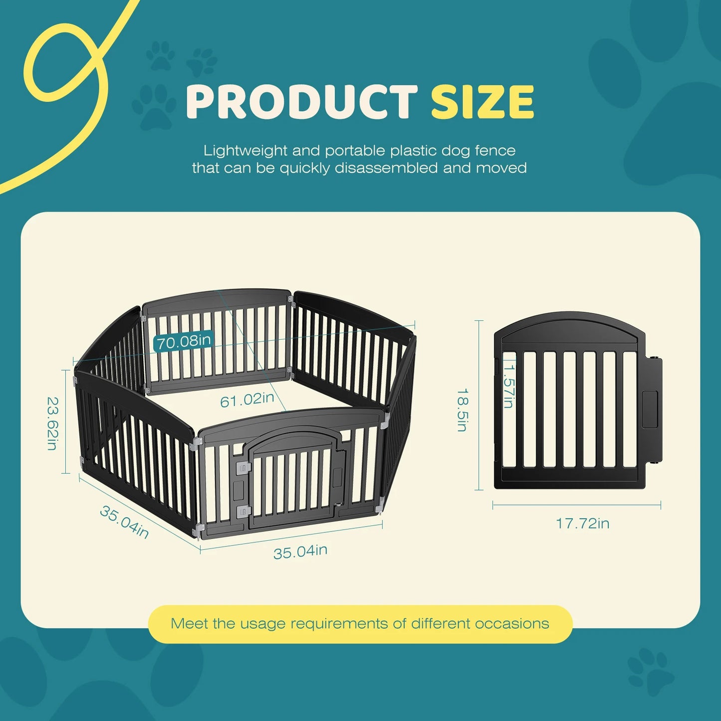 JHK Plastic Dog Playpen 6 Panel Expandable Pet Fence