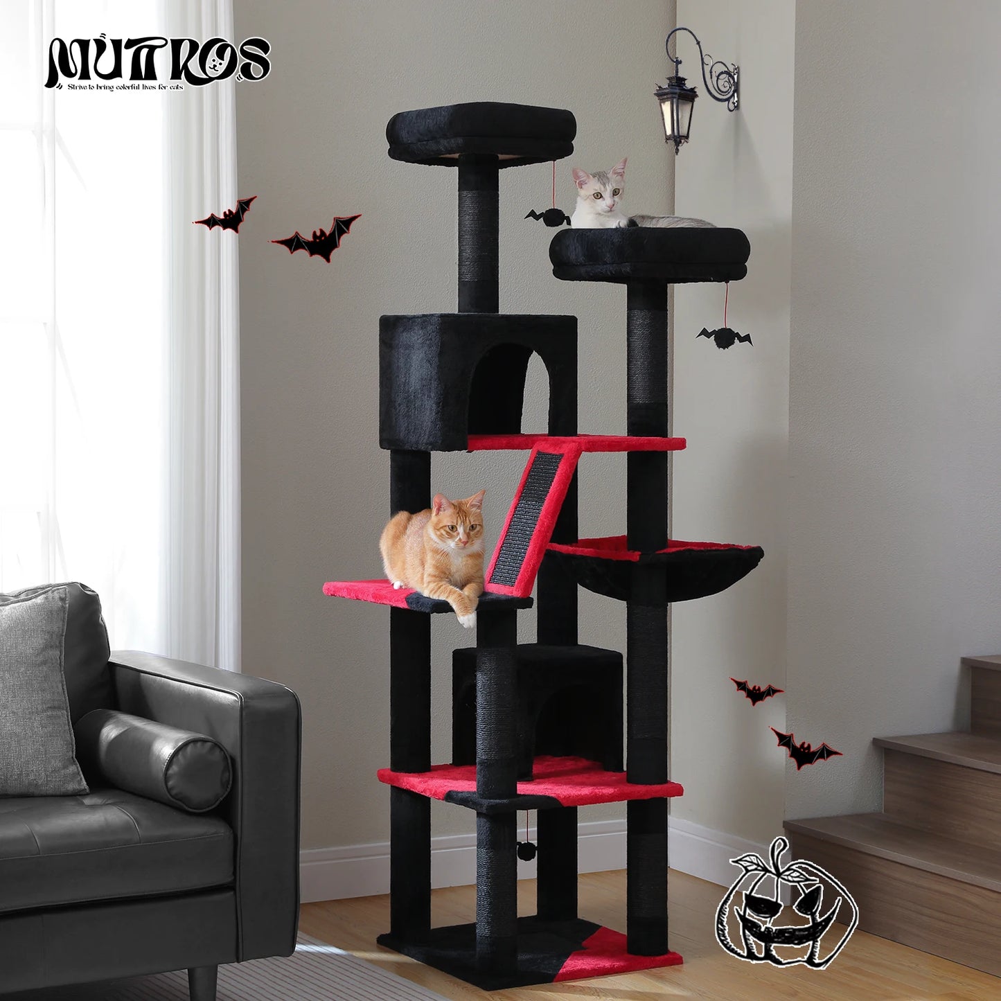 PEQULTI Five Level Cat Tree With Scratching Posts And Condo