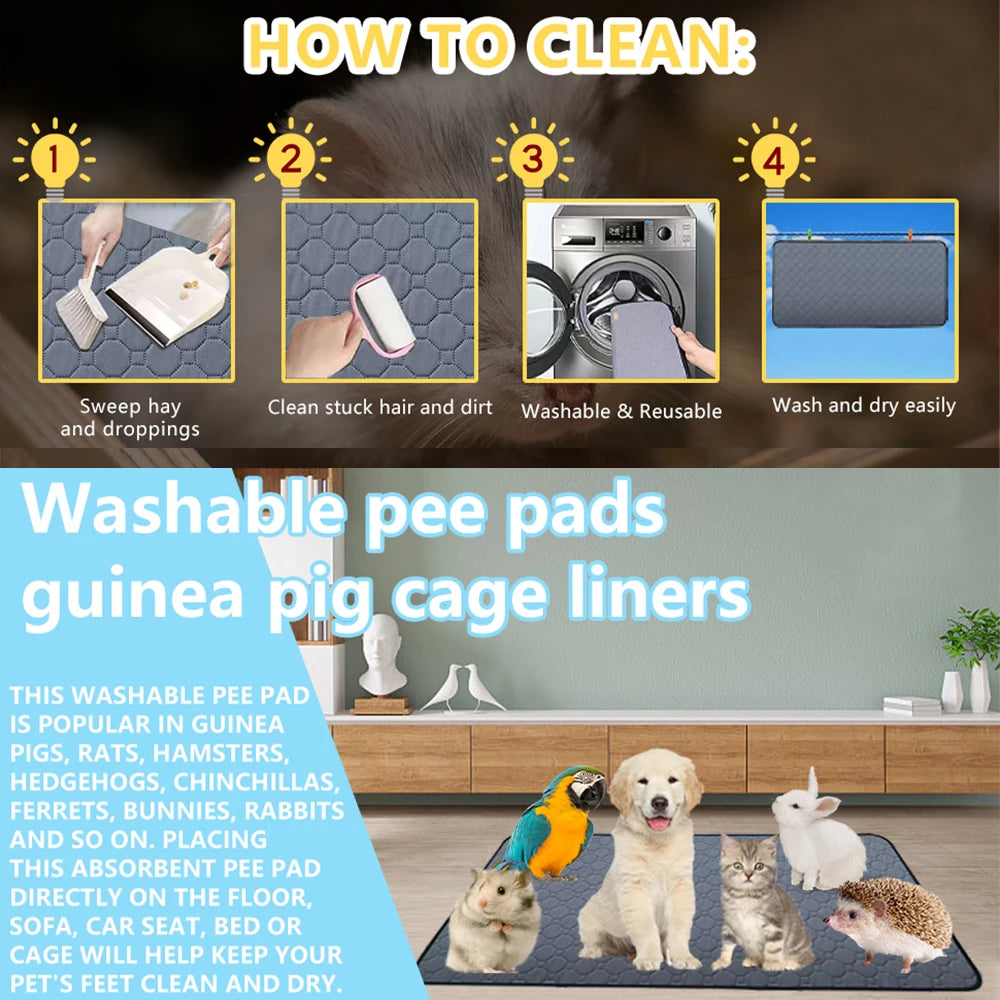 Guinea Pig Cage Lining Washable Pad Non Slip Urinary Pad