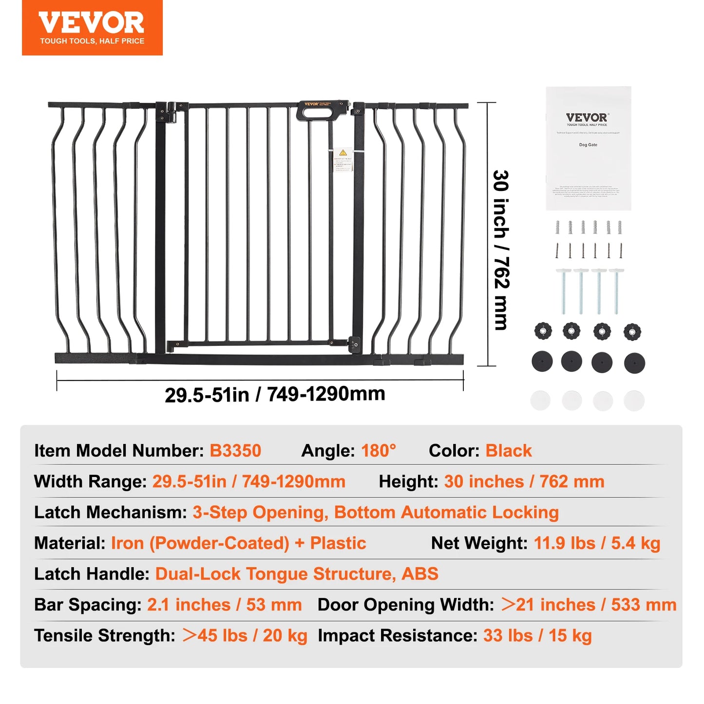SucceBuy Baby Gate Walk Through Pressure Mount Safety Gate