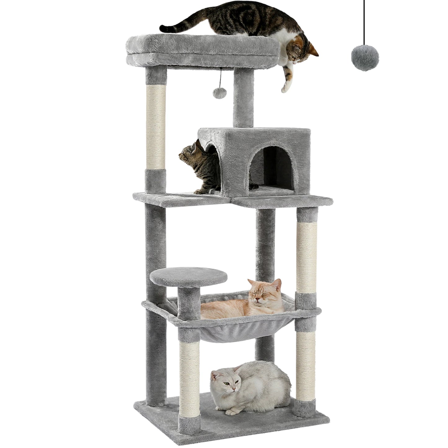 PEQULTI Multi Level Cat Tree With Scratching Posts And Cozy Hammock