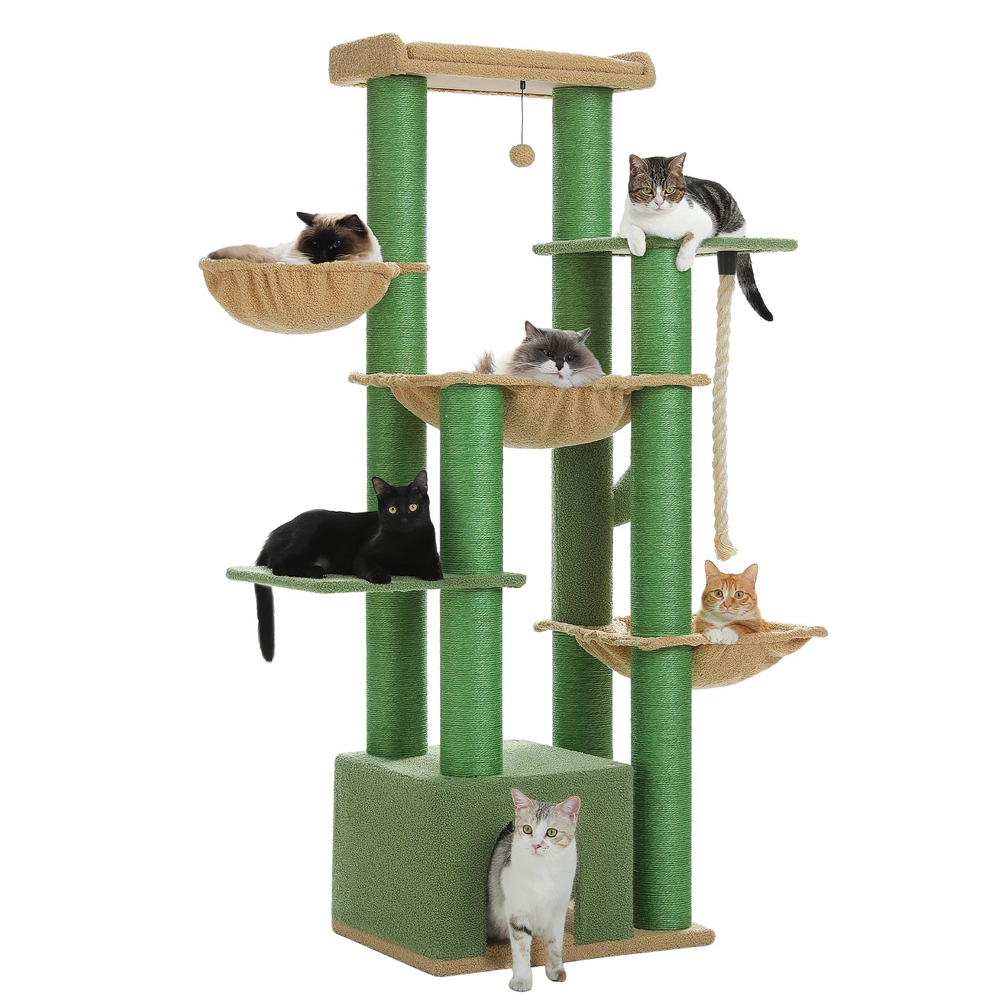 PEQULTI Multi-Level Cat Tree With Scratching Posts And Cozy Condo