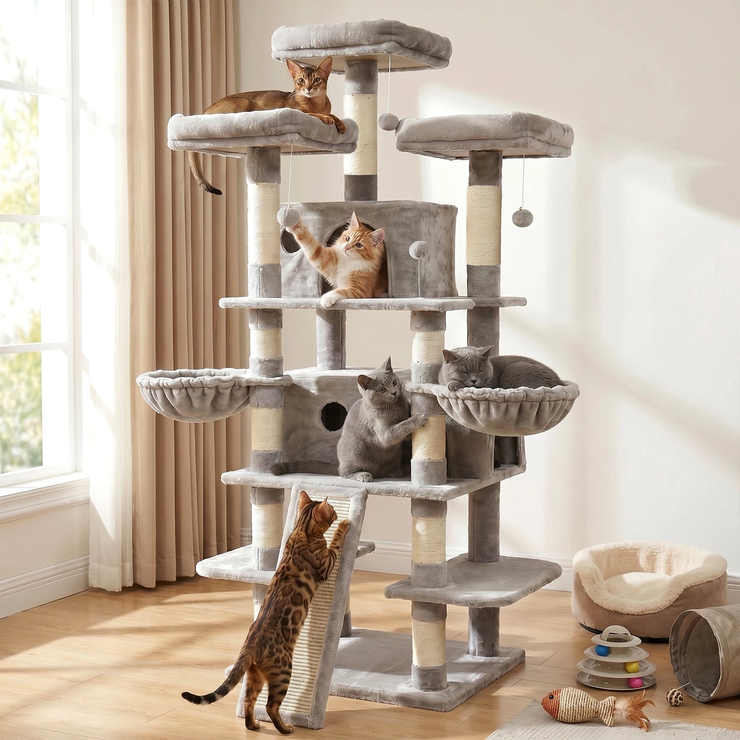 Multi Level Cat Tree Tower With Condos And Scratching Posts