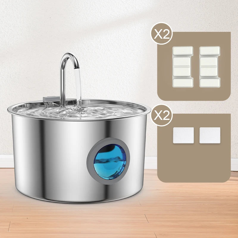 OPETH Stainless Steel Cat Water Fountain Automatic With Replaceable Filters