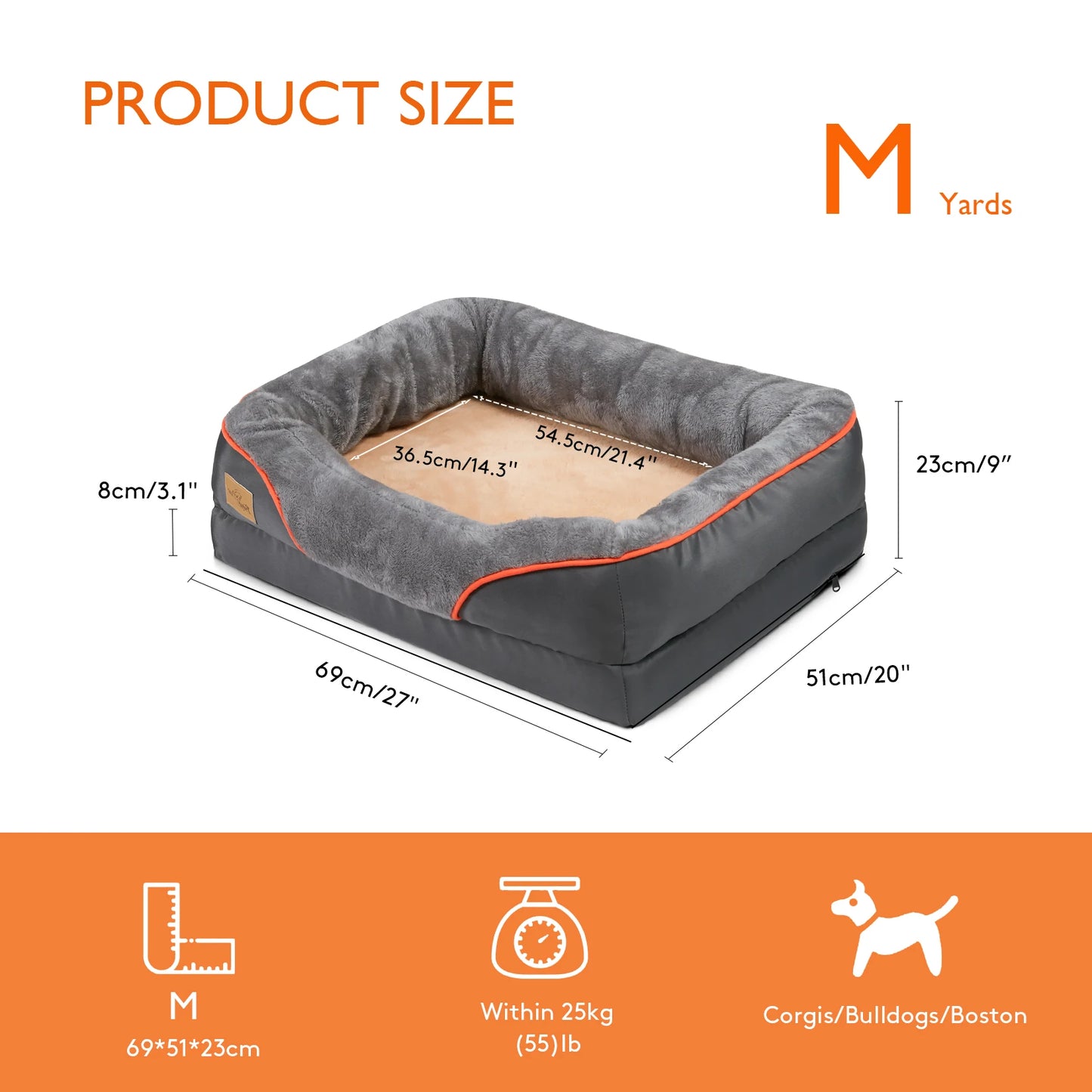 BINGOPAW Orthopedic Memory Foam Dog Bed Waterproof Bolstered Quilted