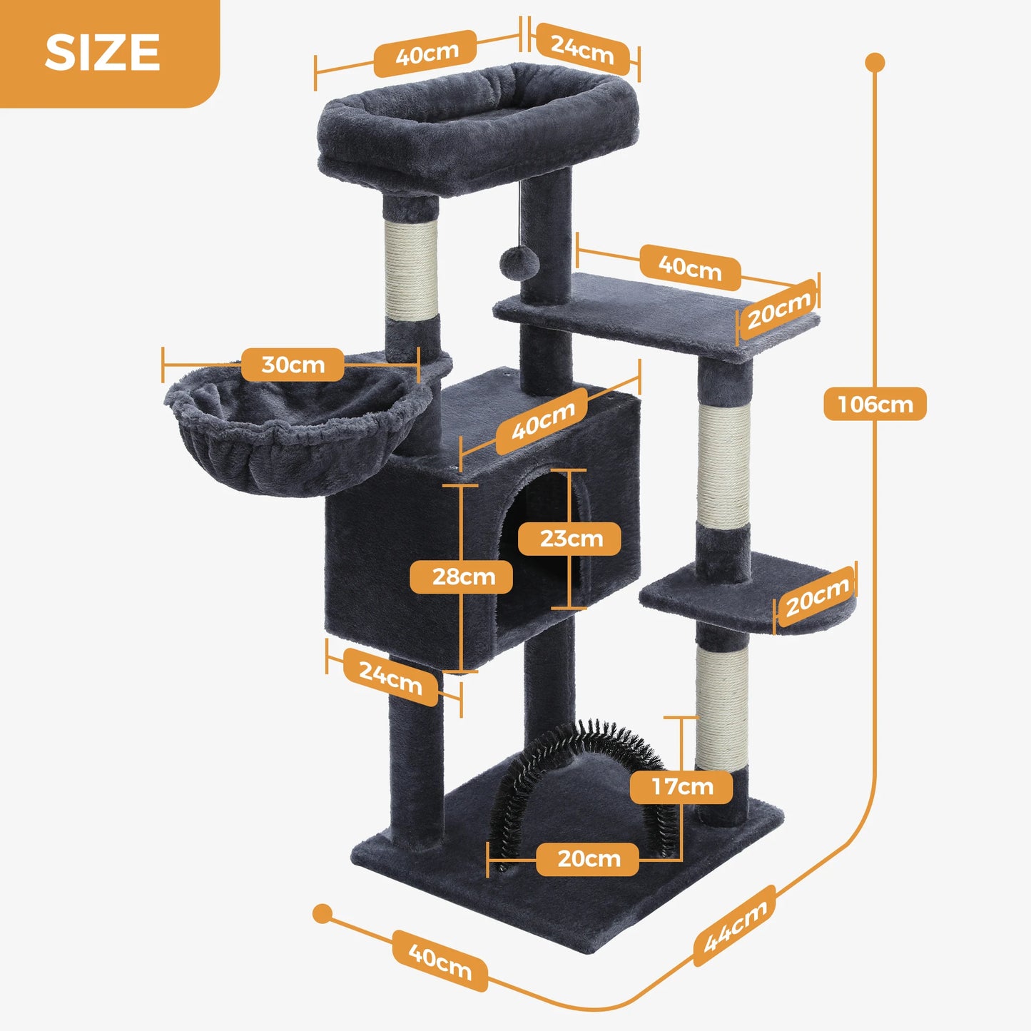 PAWZ Road Multi-Level Cat Tree Tower With Sisal Scratching Posts