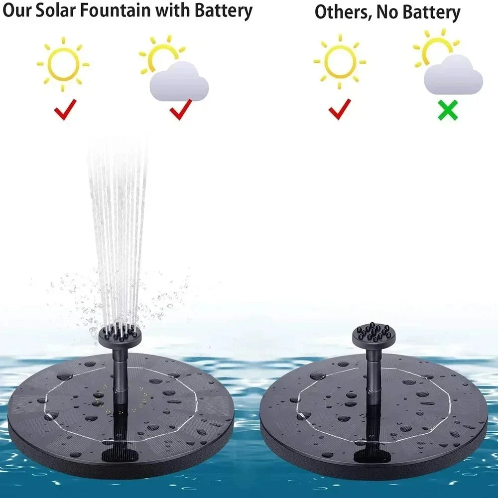 Solar Fountain Pump With Floating Panel And 4 Nozzles For Garden Pond