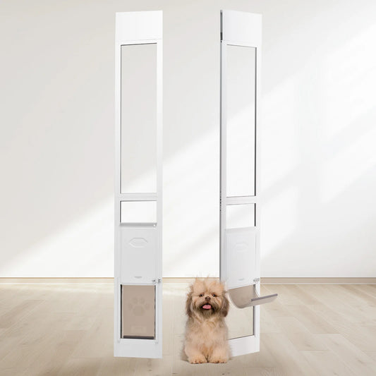 SucceBuy Sliding Glass Dog Door Adjustable Height Pet Door