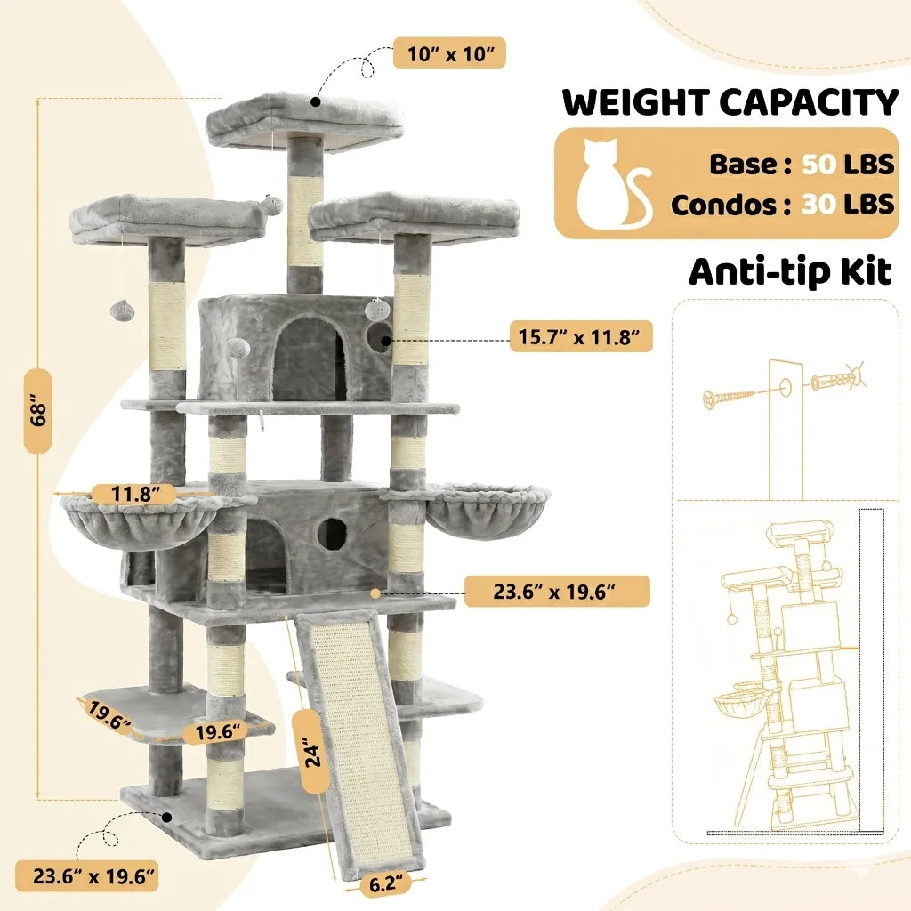 Multi Level Cat Tree Tower With Condos And Scratching Posts