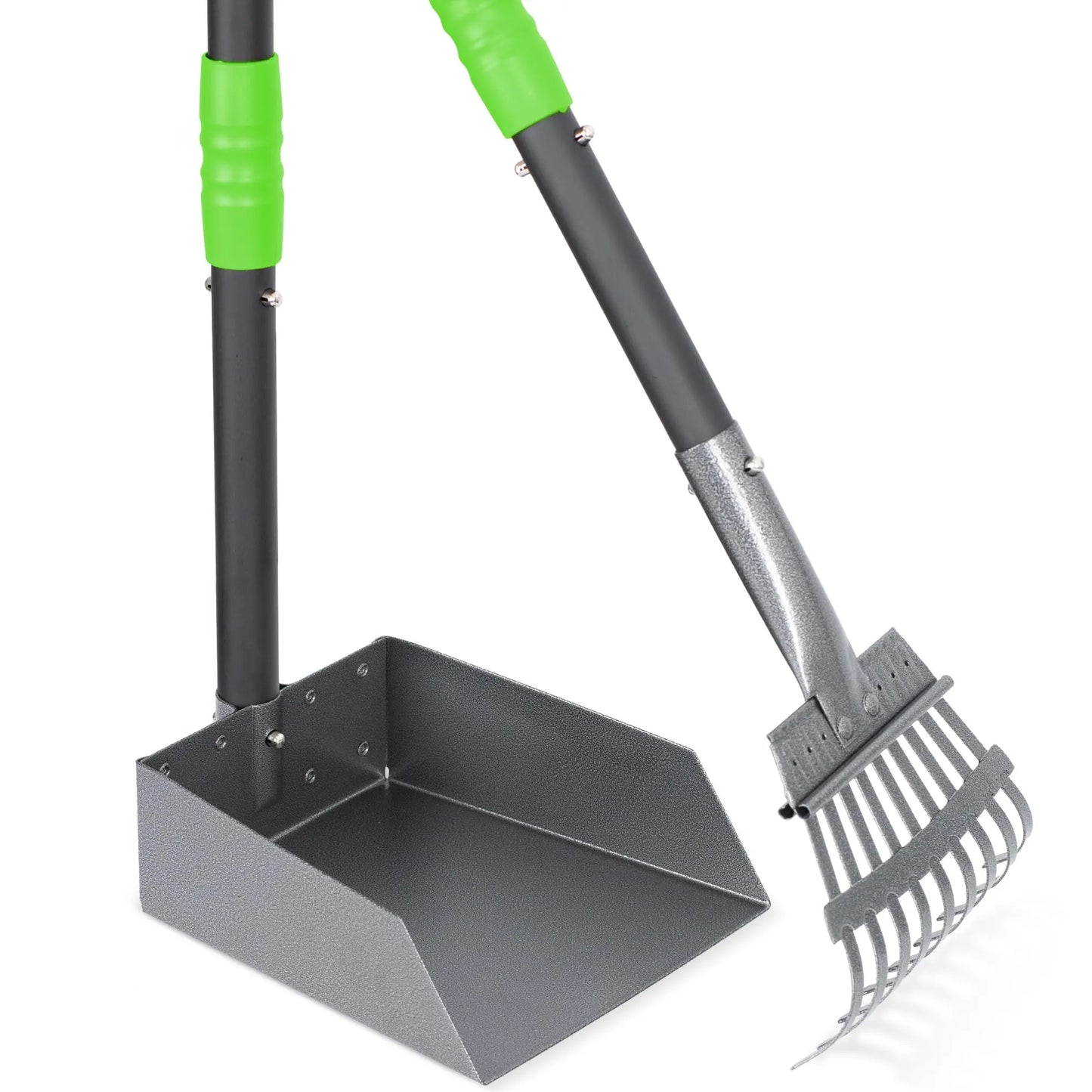 Dog Pooper Scooper And Rake Set With Adjustable Stainless Handles