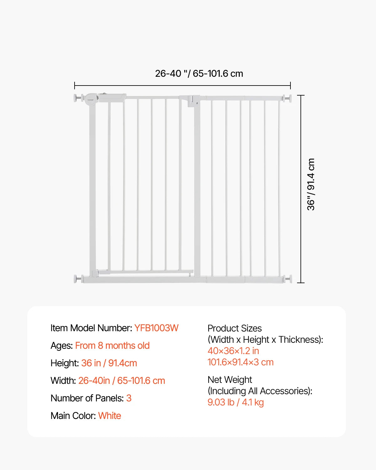 SucceBuy Baby Gate Walk Through Pressure Mount Safety Gate