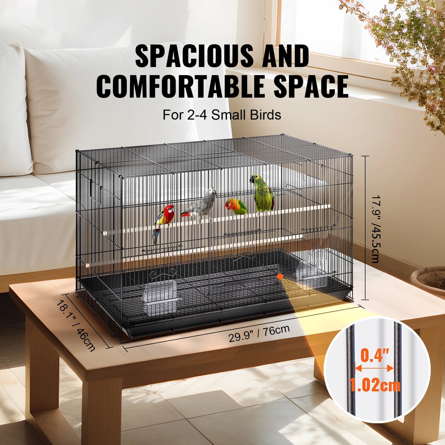 SucceBuy Stainless Steel Bird Cage With Rolling Stand For Parrots