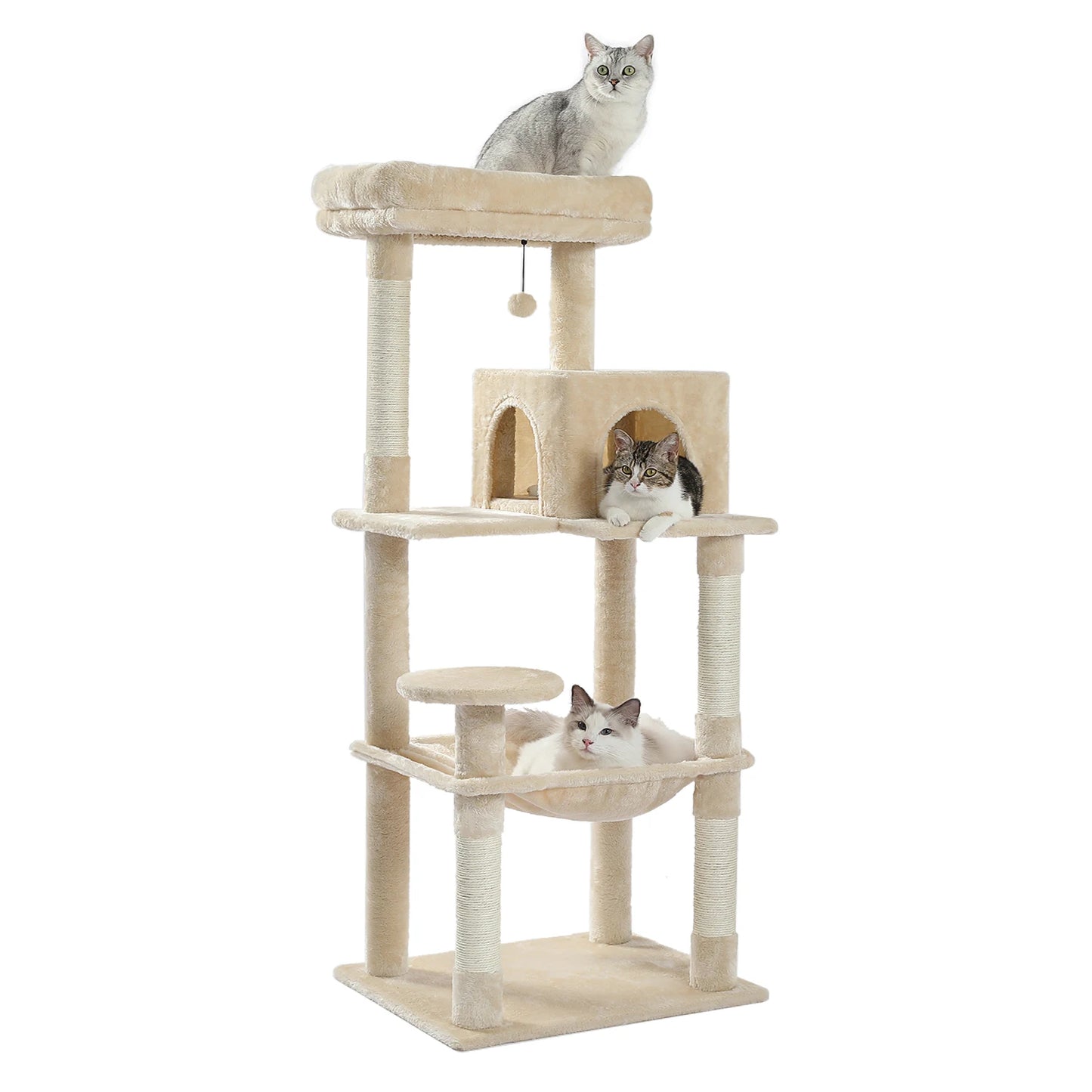PEQULTI Multi Level Cat Tree With Scratching Posts And Cozy Hammock