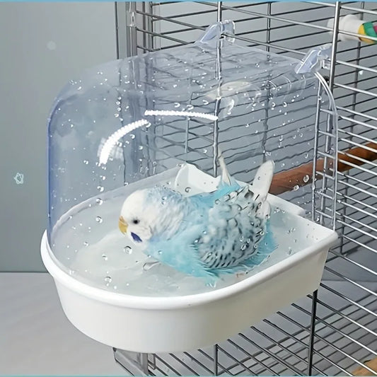 Transparent Bird Bath Tub Splash Proof PP Shower For Parrots Lovebirds Conures
