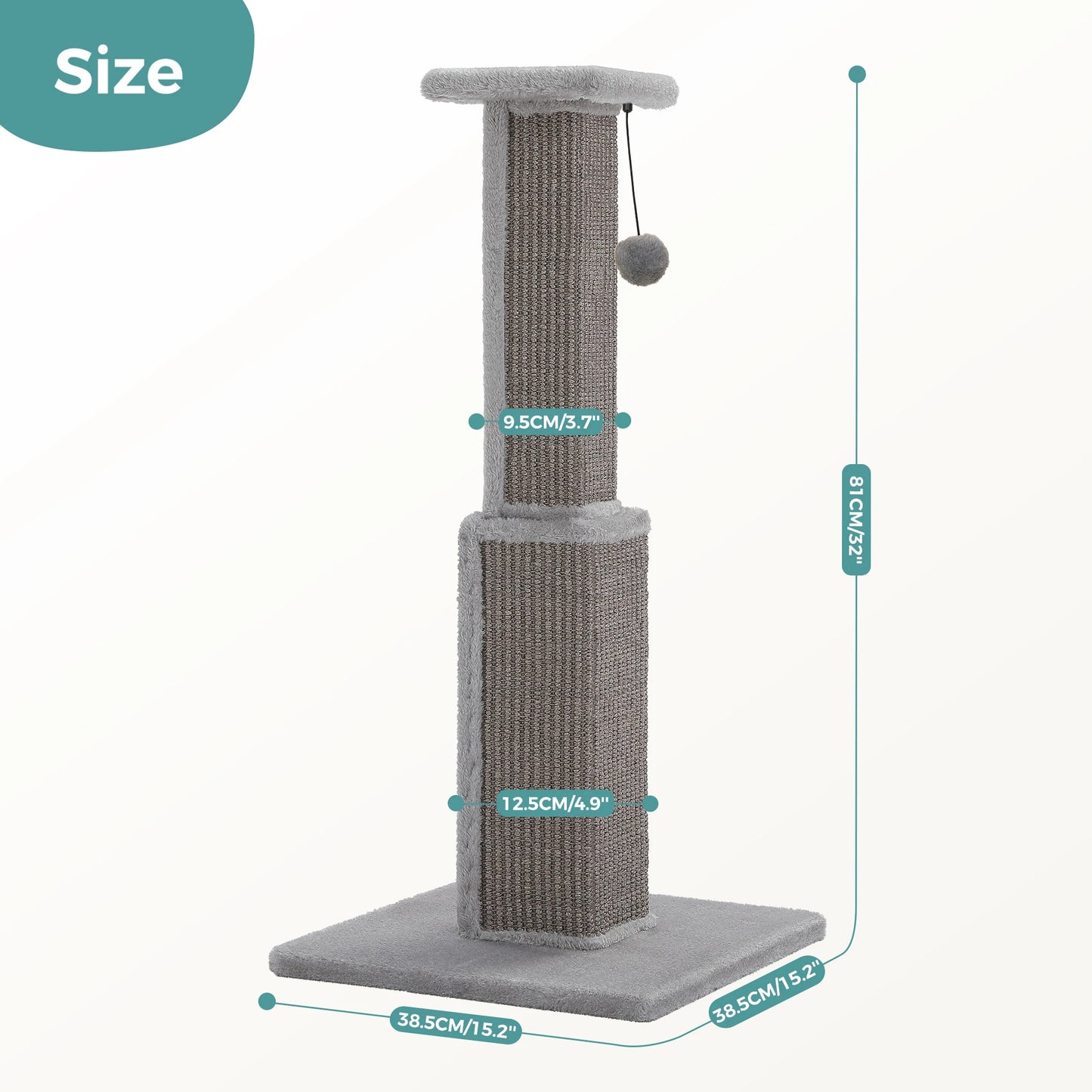 PAWZ Road Large Cat Scratching Post For Indoor Cats Sisal
