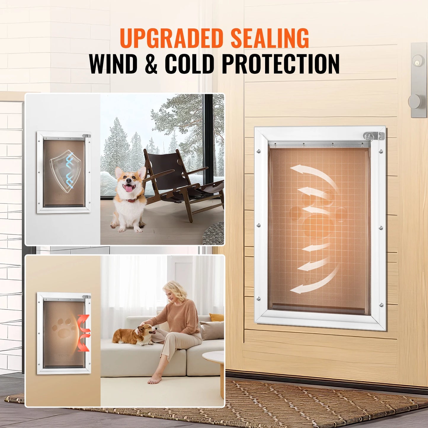 Pet Door Aluminum Frame With Lockable Flap System Weatherproof