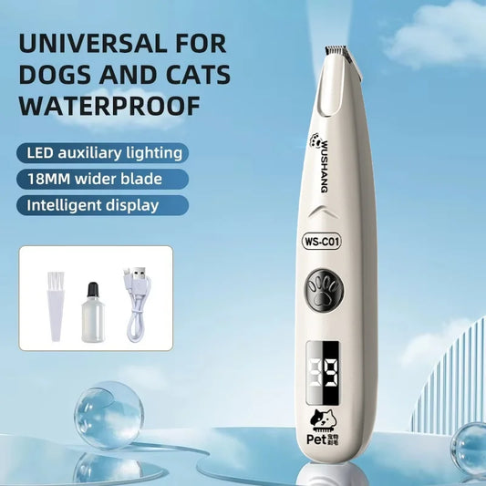 Dog Grooming Trimmer With LED Light Waterproof Low Noise