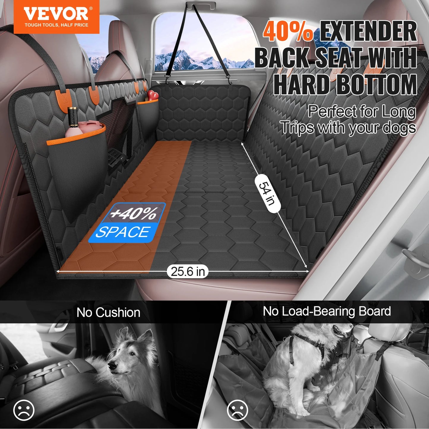 SucceBuy Back Seat Extender Dog Car Hammock With Mesh Window