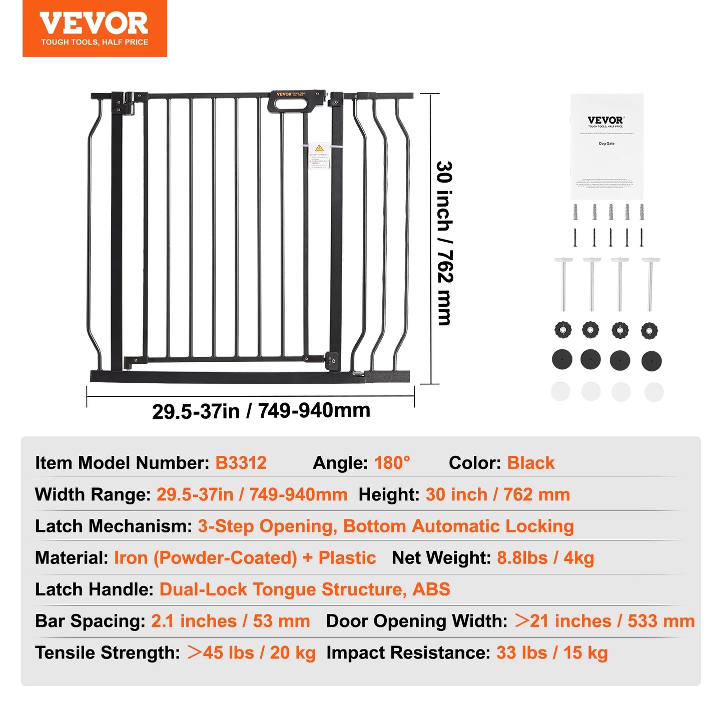 SucceBuy Baby Gate Walk Through Pressure Mount Safety Gate