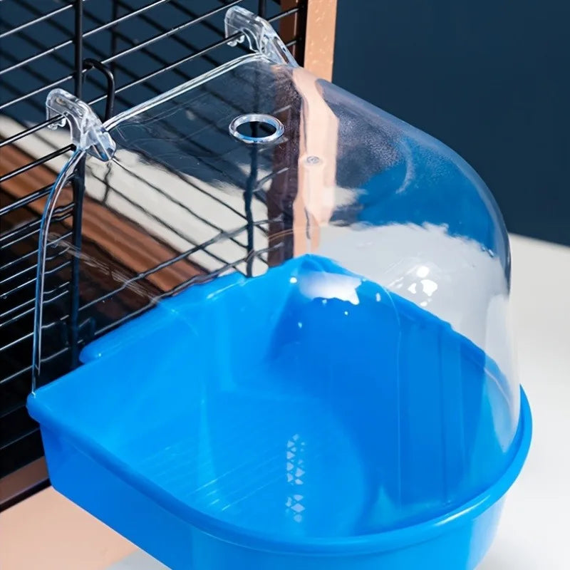 Transparent Bird Bath Tub Splash Proof PP Shower For Parrots Lovebirds Conures