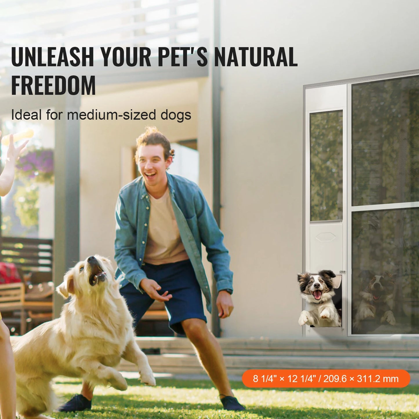 SucceBuy Sliding Glass Dog Door Adjustable Height Pet Door