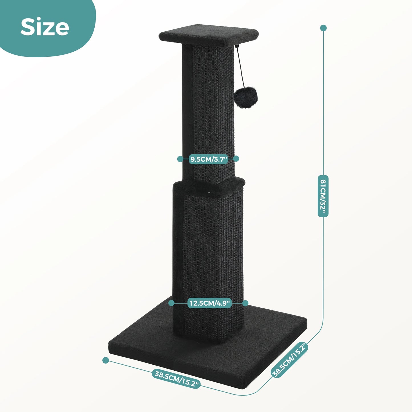 Pawz Road Sisal Cat Scratching Post With Dangling Ball
