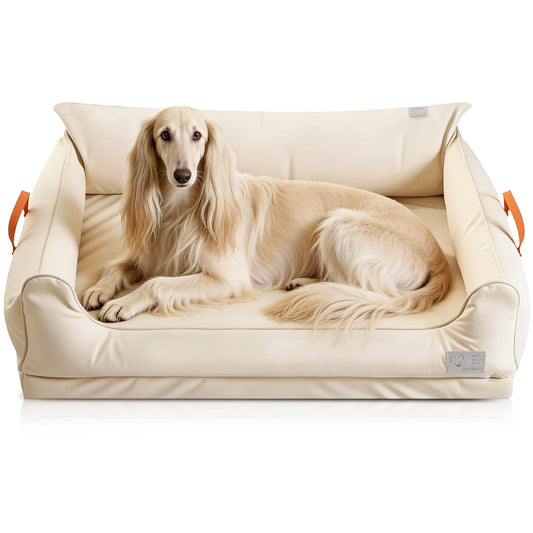 Leather Donut Dog Bed Plush Cushion for Large Dogs