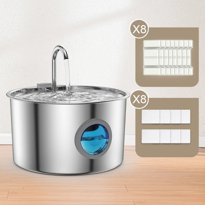 OPETH Stainless Steel Cat Water Fountain Automatic With Replaceable Filters