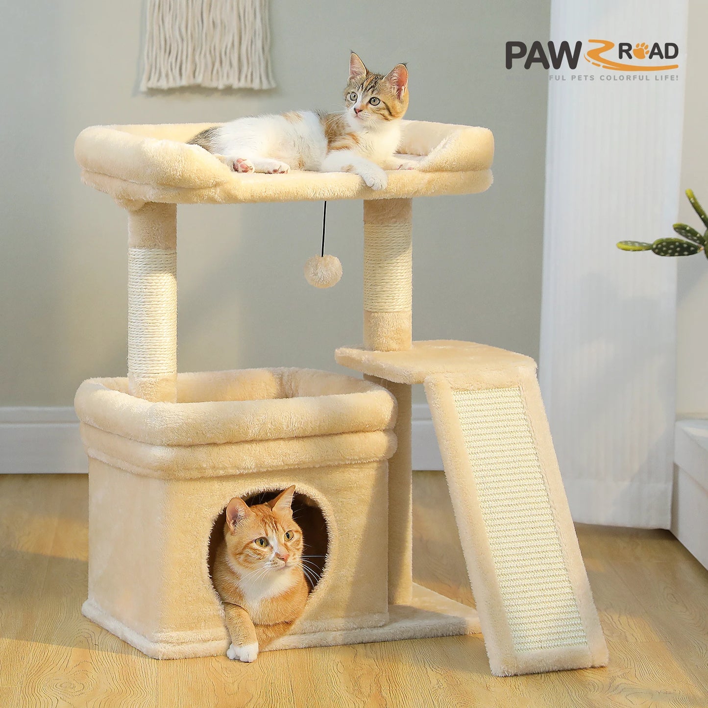 PAWZ Road Three Tier Cat Tree Indoor Sisal Scratching Post