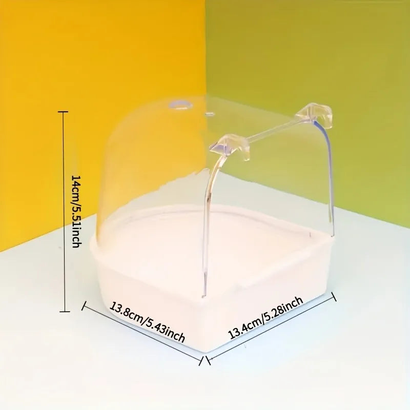 Transparent Bird Bath Tub Splash Proof PP Shower For Parrots Lovebirds Conures