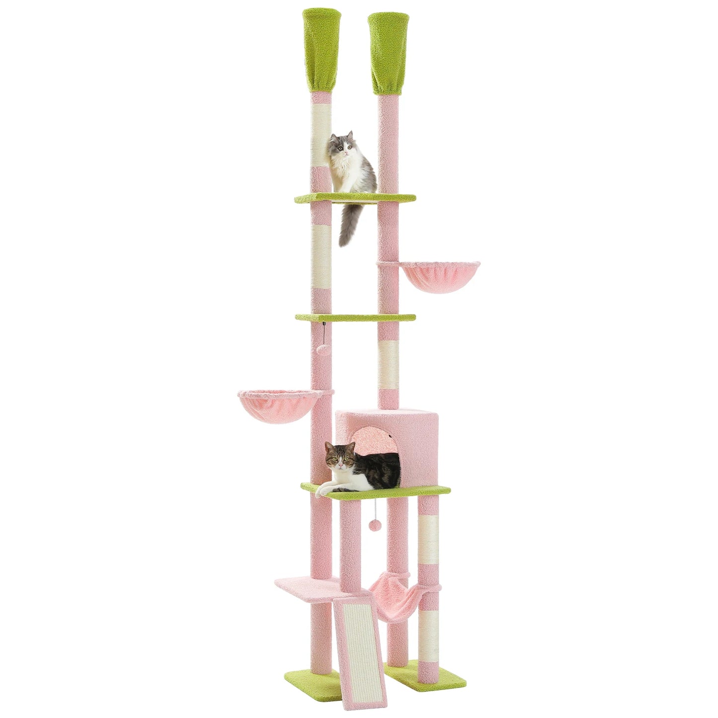 PAWZ Road Cactus Floor To Ceiling Cat Tree With Condos And Hammocks