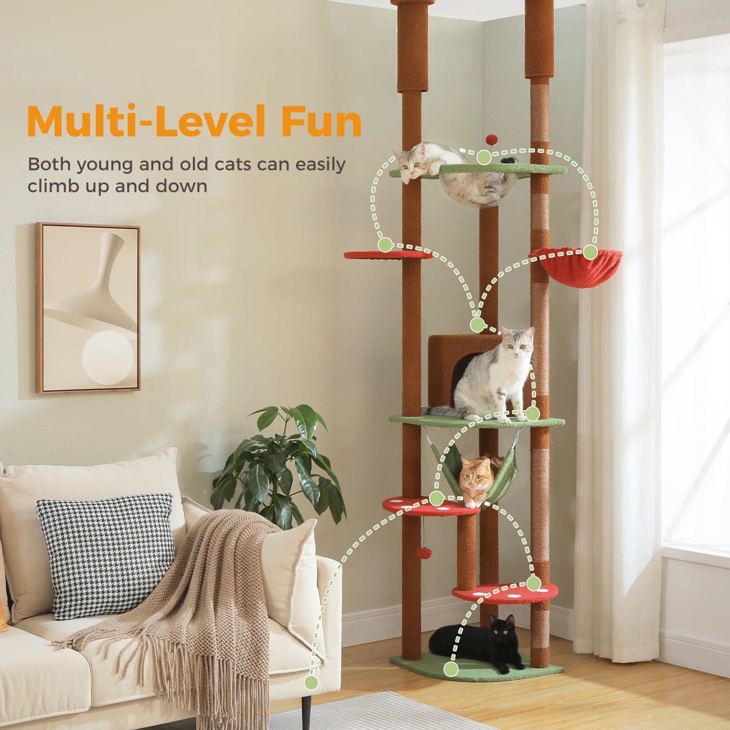 PAWZ Road Five Tier Cat Tree Tower For Indoor Cats