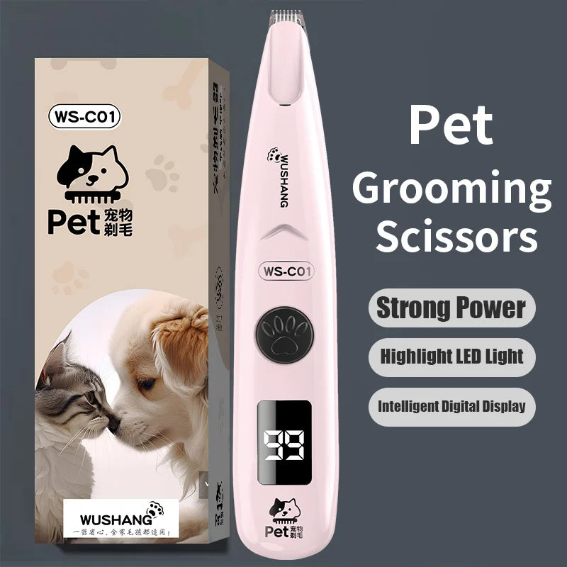 Dog Grooming Trimmer With LED Light Waterproof Low Noise