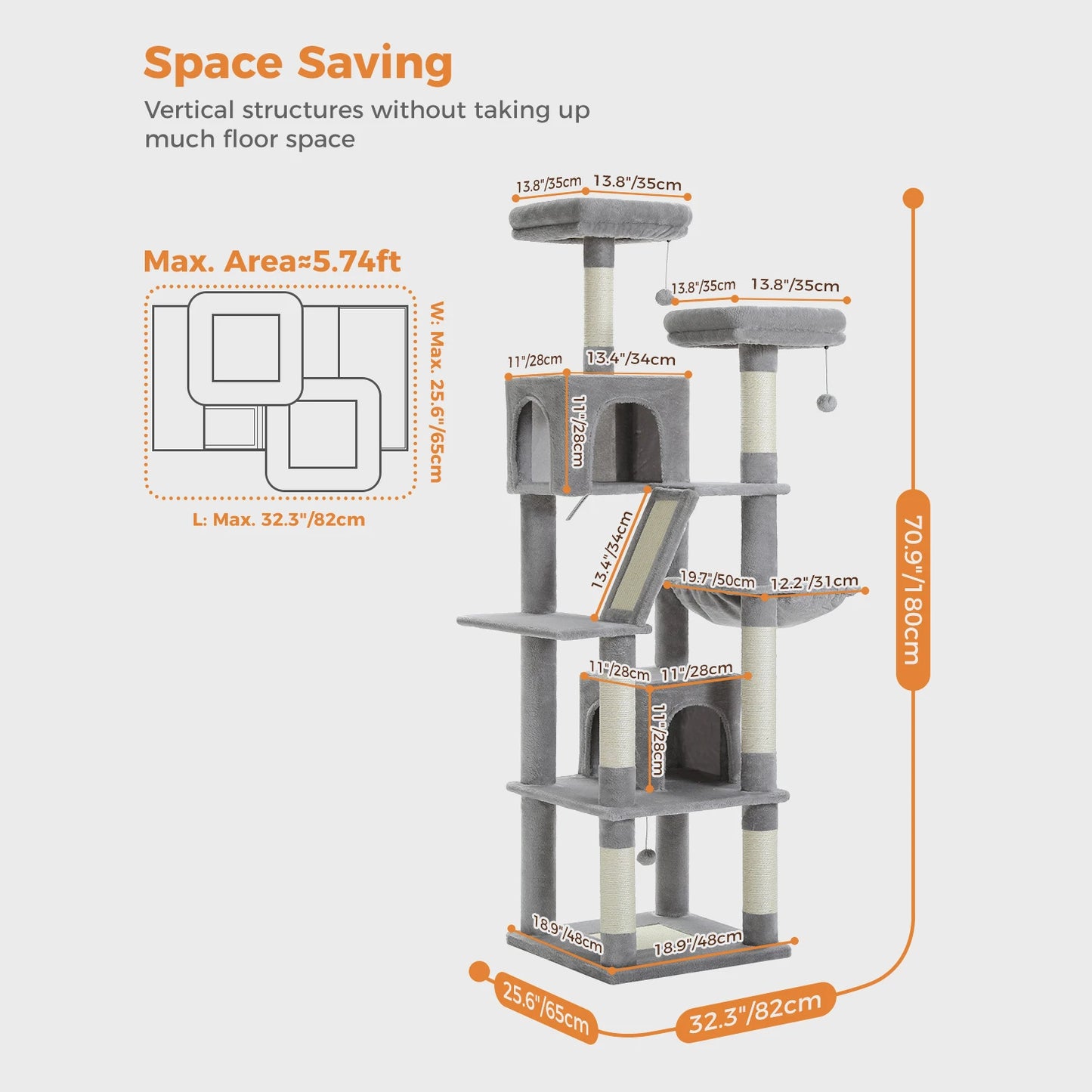 PEQULTI CN Multi Level Cat Tree Tower With Scratching Posts